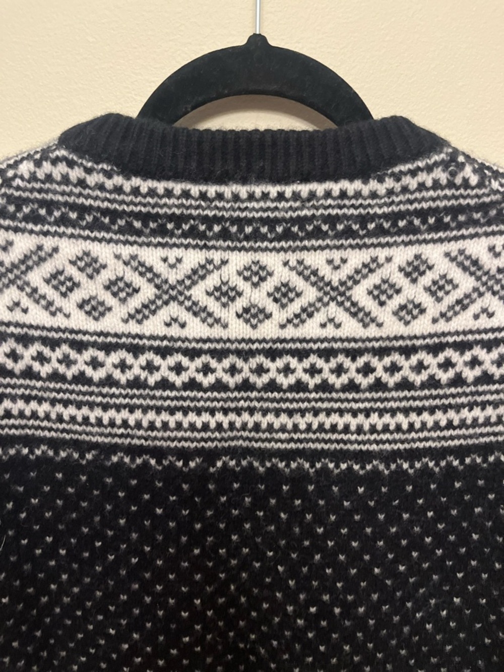 NWT $178 J. Crew Fair Isle Cardigan 100% Lambs Wool Women's Size XS Black Ivory - Picture 8 of 9